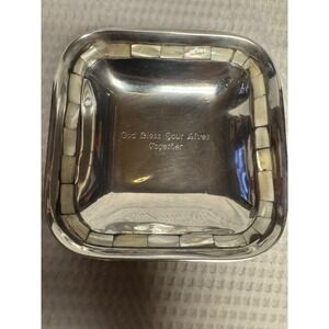 Towle Silversmith Aluminum Silverplate Square Serving Bowl Mother of Pearl Inlay
